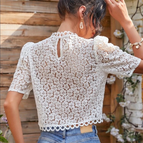 Boho puff sleeve lace blouse - Picture 2 of 7